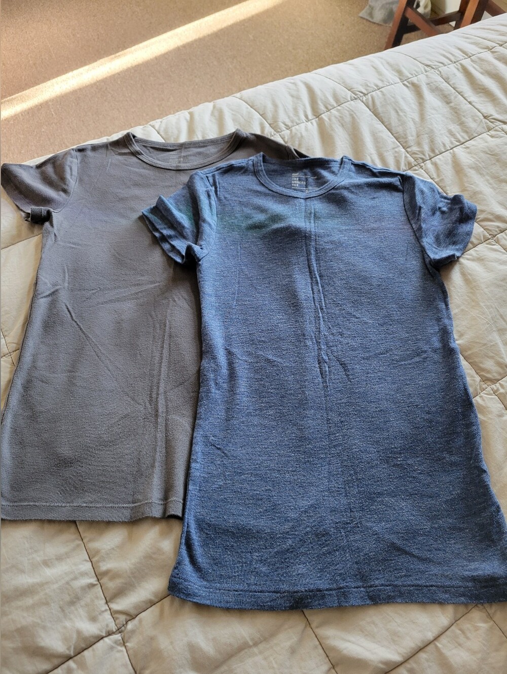 Set Of 2 Gap Modern Crew-Neck T-Shirts Small S Gray Blue Cotton